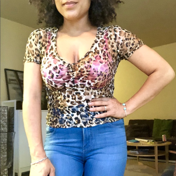 Sheer leopard print mesh top, NEW! - Picture 5 of 8
